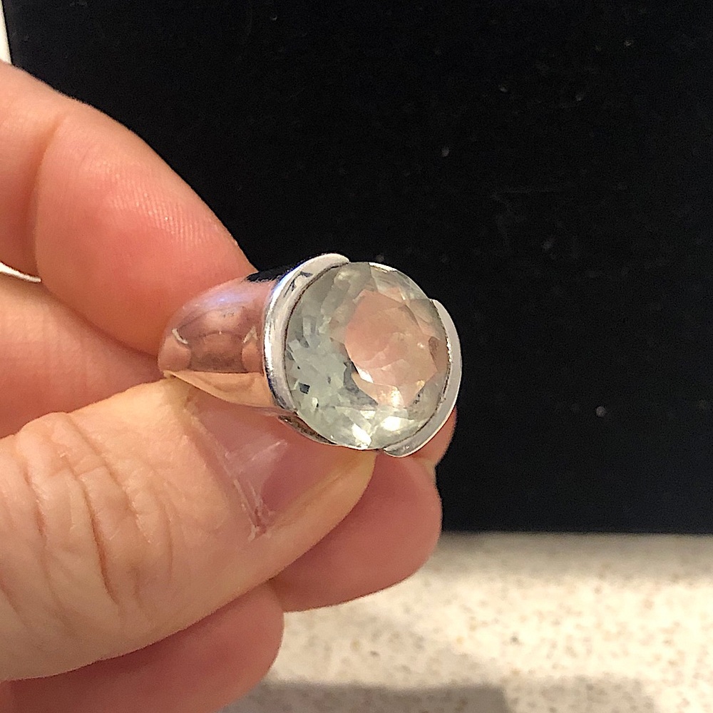 Green Amethyst Sterling Silver Ring